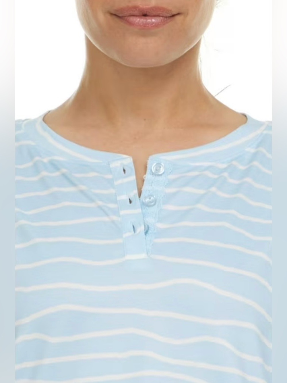 FLORA NIKROOZ Women Relaxed Fit 3/4 Sleeve Henley Pajama Set 2 Piece Pockets😍 - Picture 13 of 14